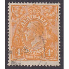 Australian    King George V    4d Orange   Single Crown WMK Plate Variety 2R50